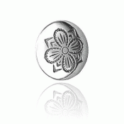Bunad silver 4 leaved rose button flat small oxidized, long loop